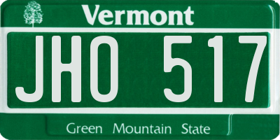 VT license plate JHO517