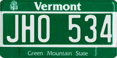 VT license plate JHO534