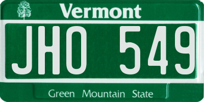 VT license plate JHO549