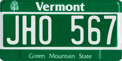VT license plate JHO567