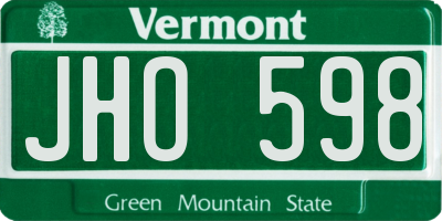 VT license plate JHO598
