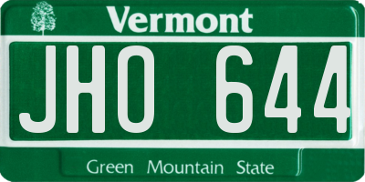 VT license plate JHO644