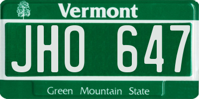 VT license plate JHO647