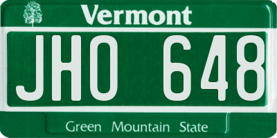VT license plate JHO648