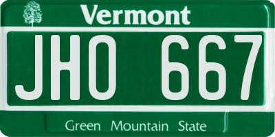 VT license plate JHO667