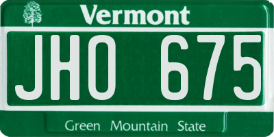 VT license plate JHO675