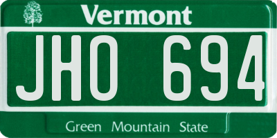 VT license plate JHO694