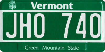 VT license plate JHO740