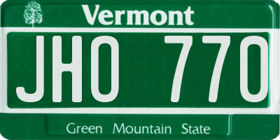 VT license plate JHO770