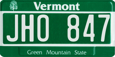 VT license plate JHO847