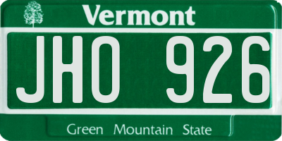 VT license plate JHO926