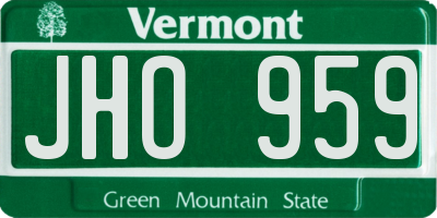 VT license plate JHO959