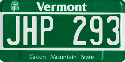 VT license plate JHP293