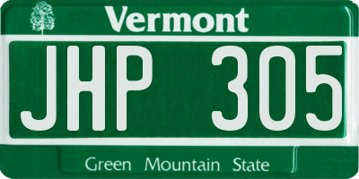 VT license plate JHP305