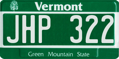 VT license plate JHP322