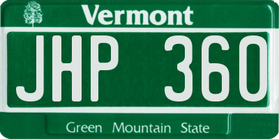 VT license plate JHP360