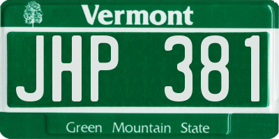VT license plate JHP381