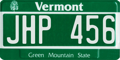 VT license plate JHP456