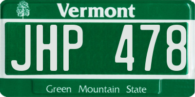 VT license plate JHP478