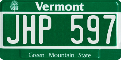 VT license plate JHP597