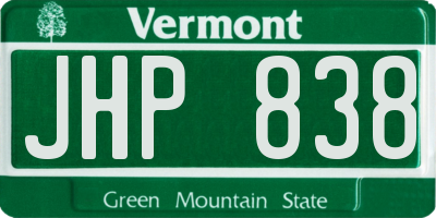 VT license plate JHP838