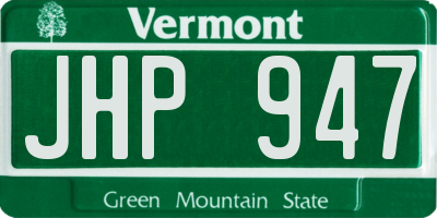 VT license plate JHP947