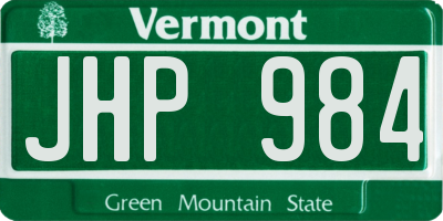 VT license plate JHP984