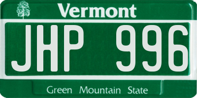 VT license plate JHP996