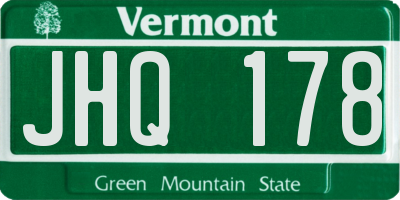 VT license plate JHQ178