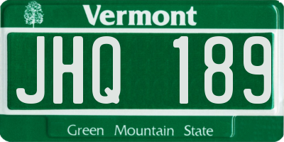VT license plate JHQ189