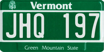 VT license plate JHQ197