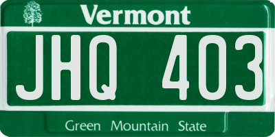 VT license plate JHQ403