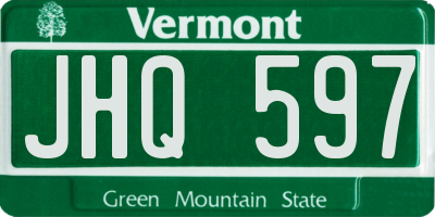 VT license plate JHQ597