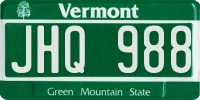 VT license plate JHQ988