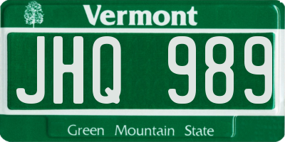 VT license plate JHQ989