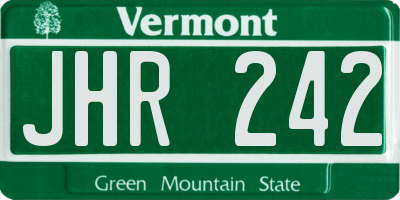 VT license plate JHR242
