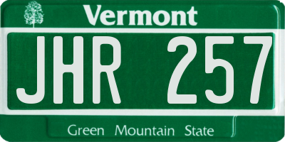 VT license plate JHR257