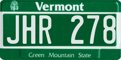 VT license plate JHR278