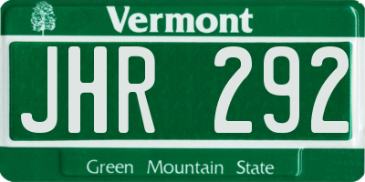 VT license plate JHR292