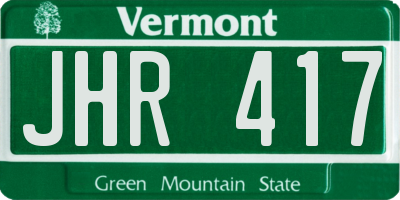 VT license plate JHR417