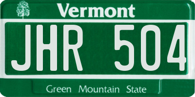 VT license plate JHR504