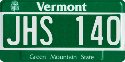 VT license plate JHS140