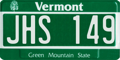 VT license plate JHS149