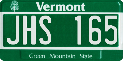 VT license plate JHS165