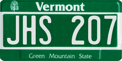VT license plate JHS207