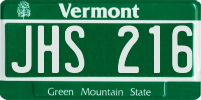 VT license plate JHS216