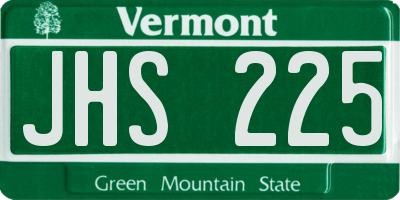 VT license plate JHS225