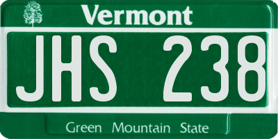 VT license plate JHS238