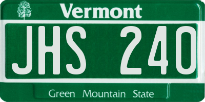 VT license plate JHS240