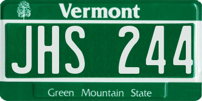 VT license plate JHS244